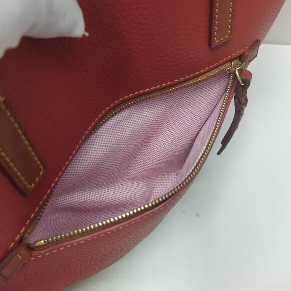 Dooney & Bourke Red Pebbled Leather Double Handles Tote Shoulder Bag - Picture 15 of 16